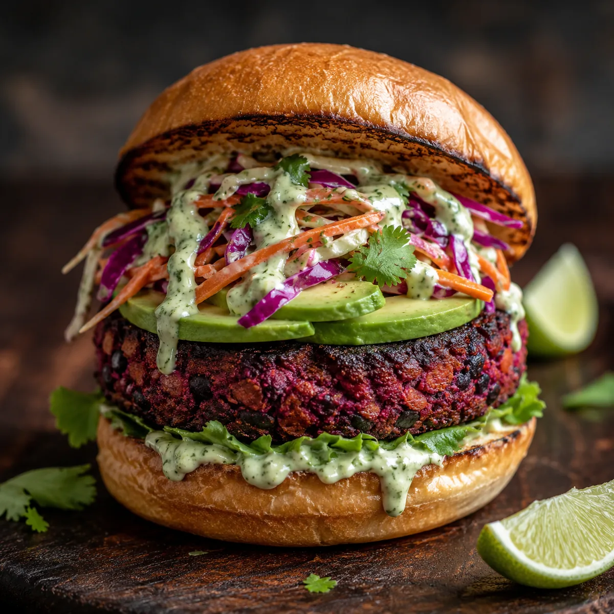 Black bean and beet burger