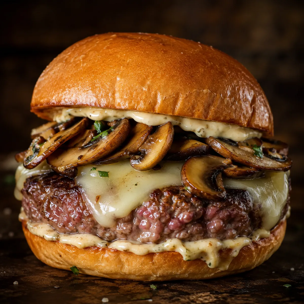 Mushroom swiss burger