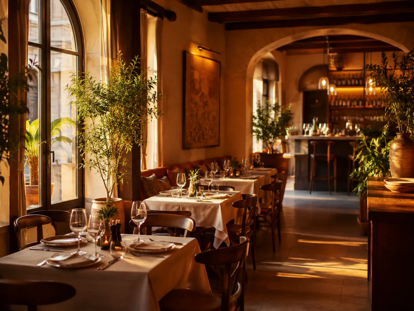 Dining room, warm light