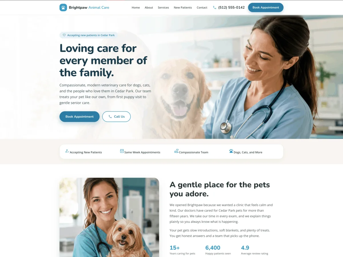 Theme 5 Veterinary website design preview