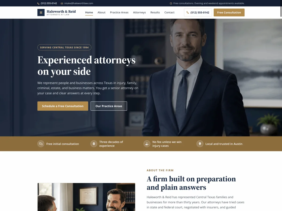 Theme 13 Attorney website design preview