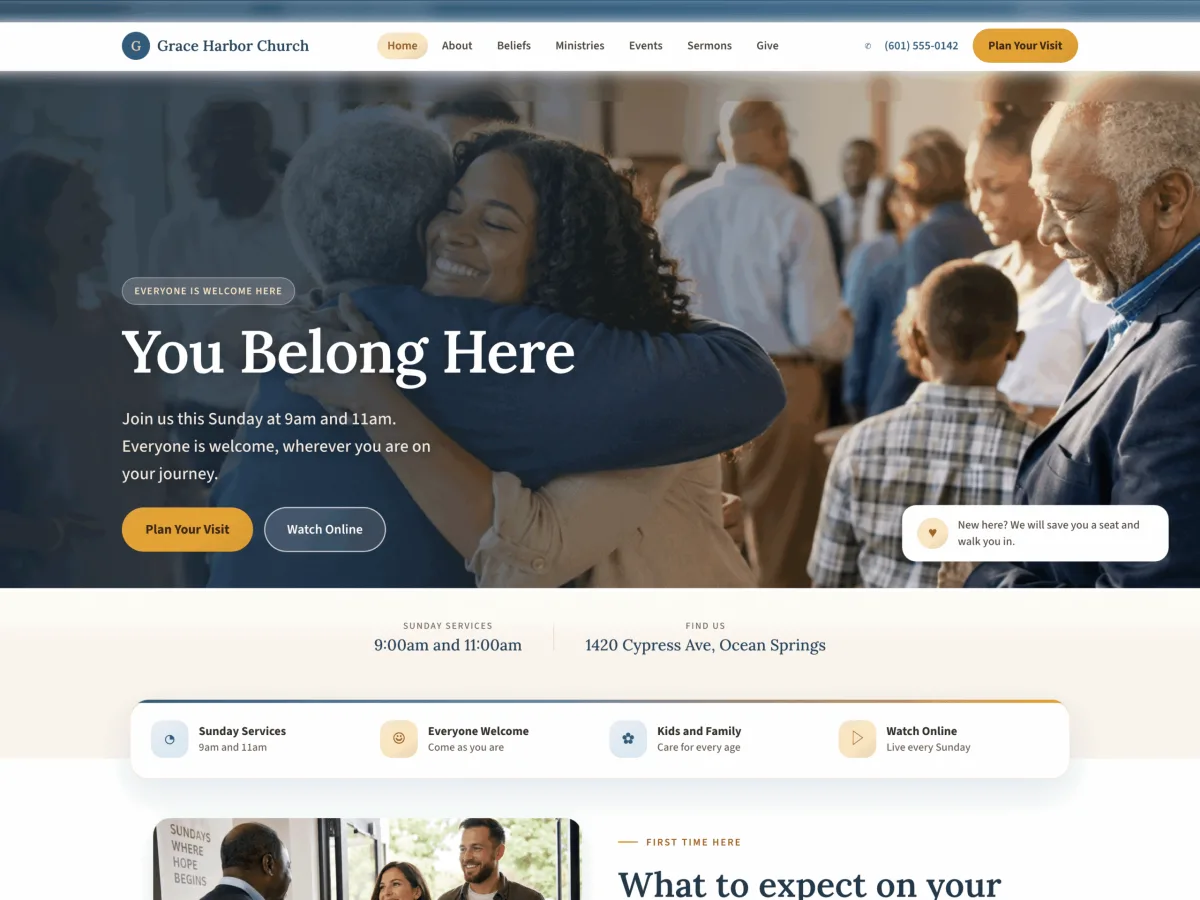 Theme 8 Church website design preview